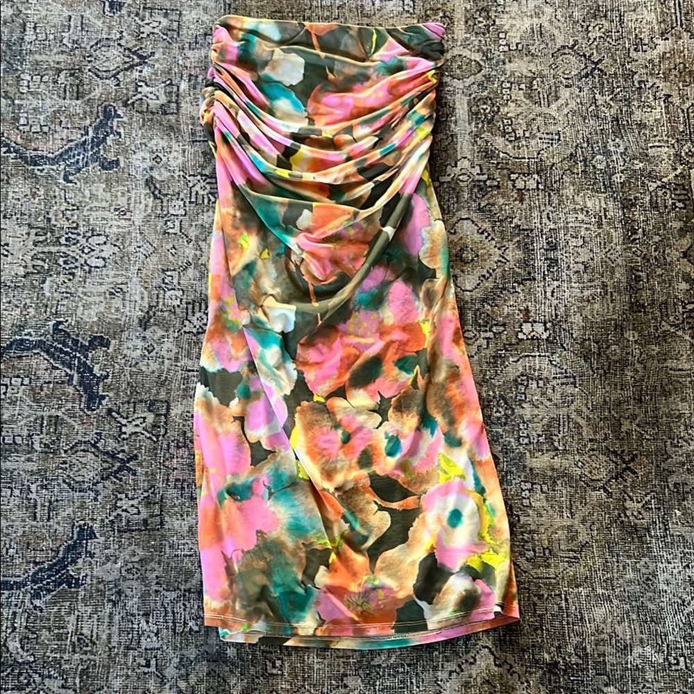 Rails Strapless Floral Dress Floral Multicolor Size XS Knee Length